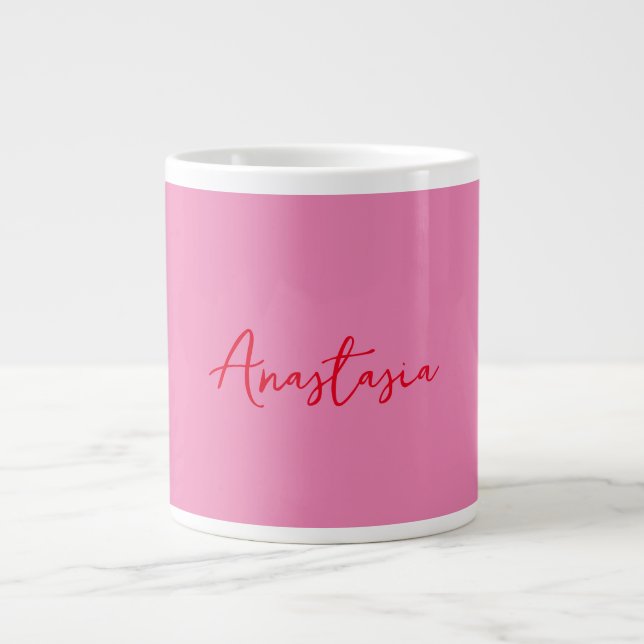 Professional calligraphy name custom pink large coffee mug (Front)