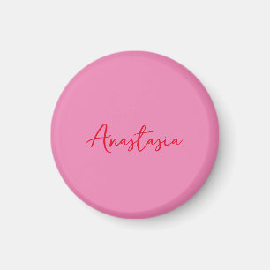 Professional calligraphy name custom pink magnet