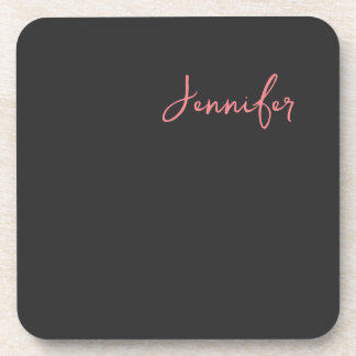 Professional Calligraphy Name Minimalist Plain  Coaster