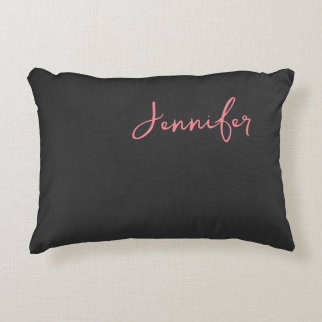 Professional Calligraphy Name Minimalist Plain  Decorative Cushion (Front)