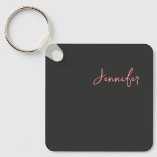 Professional Calligraphy Name Minimalist Plain  Key Ring
