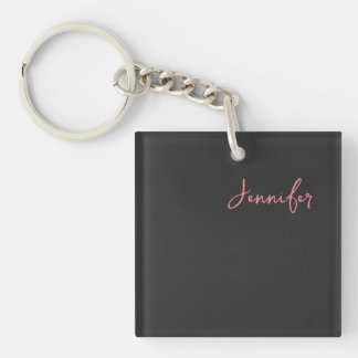 Professional Calligraphy Name Minimalist Plain  Key Ring