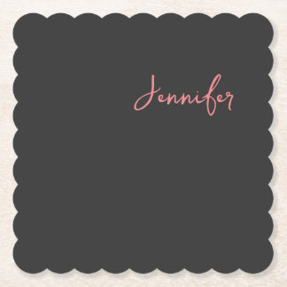 Professional Calligraphy Name Minimalist Plain  Paper Coaster