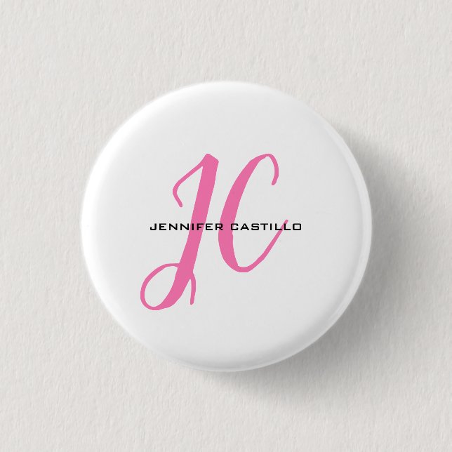 Professional Calligraphy Script Monogram Girly 3 Cm Round Badge (Front)