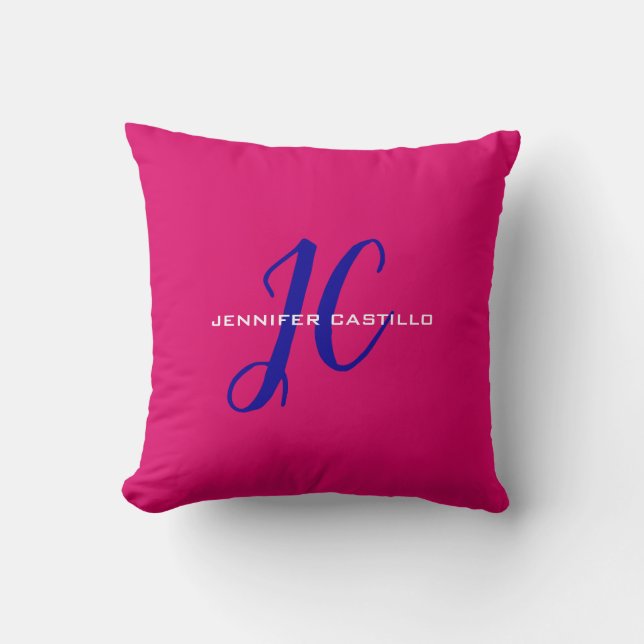 Professional Calligraphy Script Monogram Girly Cushion (Front)