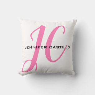 Professional Calligraphy Script Monogram Girly Cushion