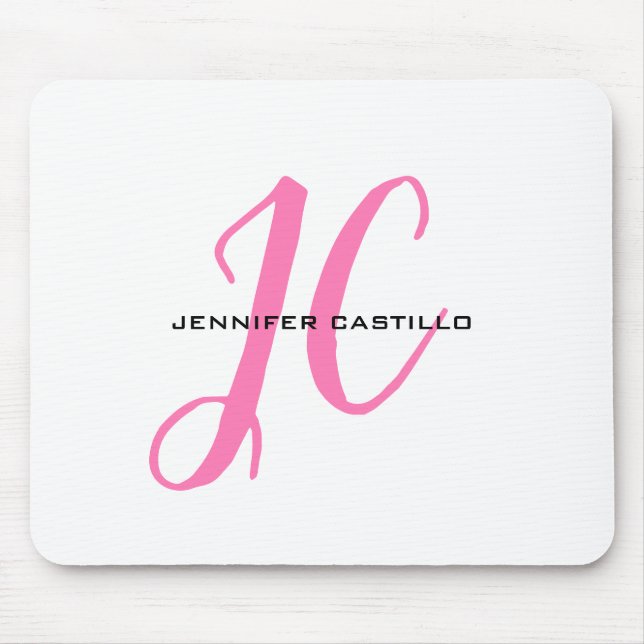 Professional Calligraphy Script Monogram Girly Mouse Mat (Front)