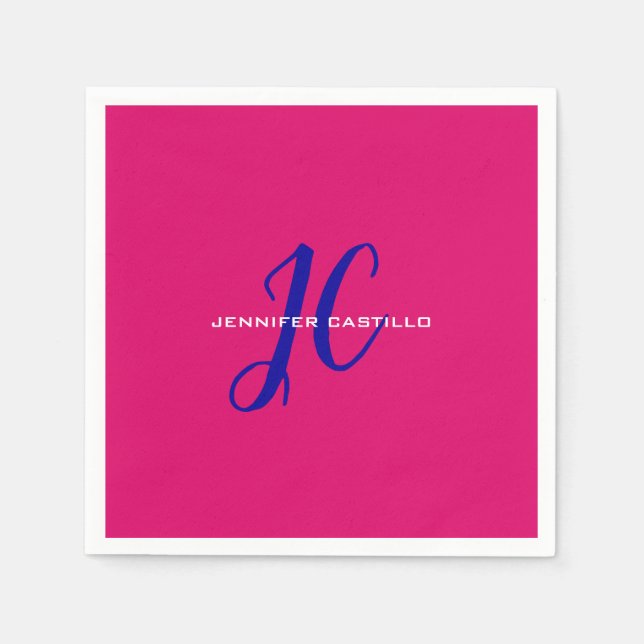 Professional Calligraphy Script Monogram Girly Napkin (Front)