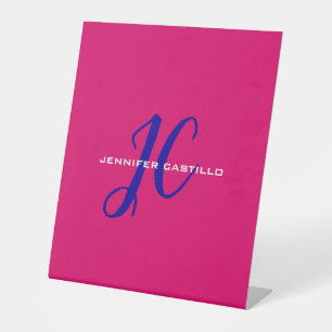 Professional Calligraphy Script Monogram Girly Pedestal Sign