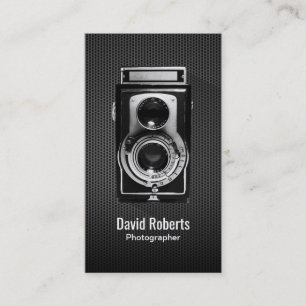 Professional Camera Black Metal Photography Business Card