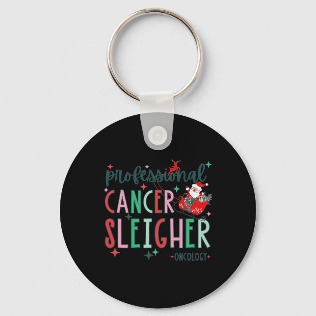 Professional Cancer Sleigher Oncology Nurse Christ Key Ring (Front)