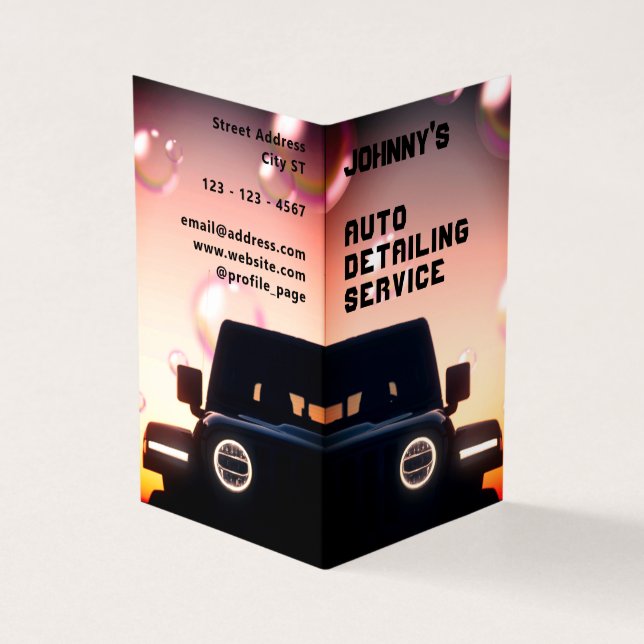 Professional car at dusk image business card (Outside)