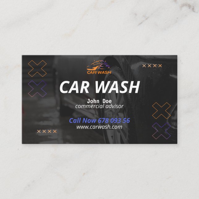 Professional Car Wash & Detailing - Pressure Wash Business Card (Front)