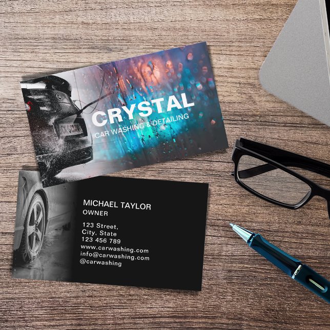 Professional Car Washing and Auto Detailing Business Card (Creator Uploaded)