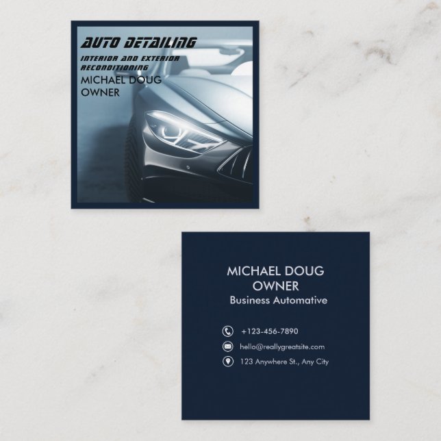Professional Car Washing and  Reconditioning  Square Business Card (Front/Back)