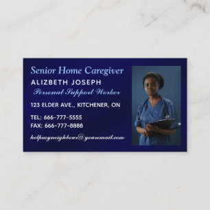 Professional Caregiver Helpful Assistant photo Business Card