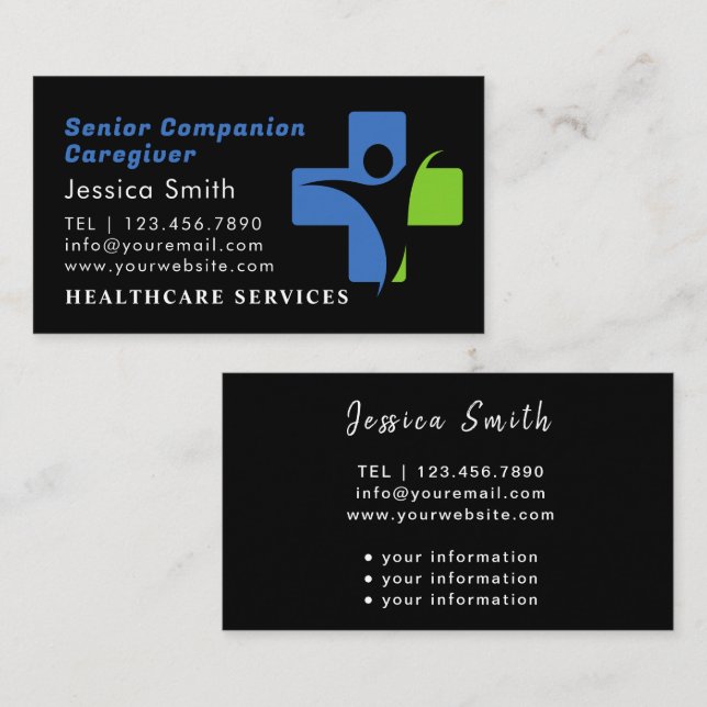 Professional Caregiver Home Help Aide  Business Card (Front/Back)