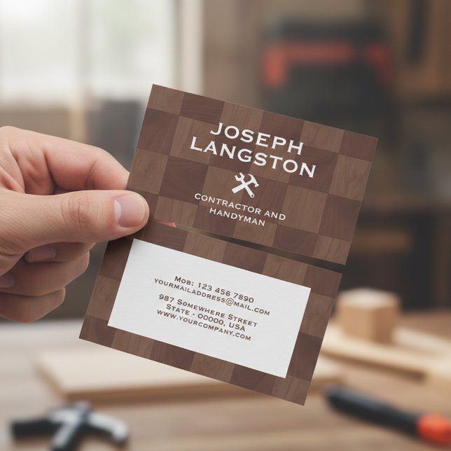 Professional Carpenter & Construction Contractor Business Card (Creator Uploaded)
