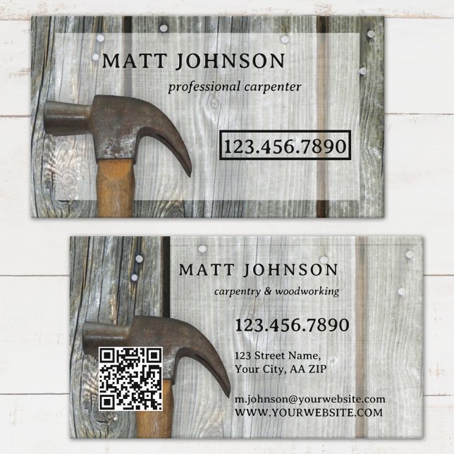 Professional Carpenter Construction QR Code Business Card (Creator Uploaded)