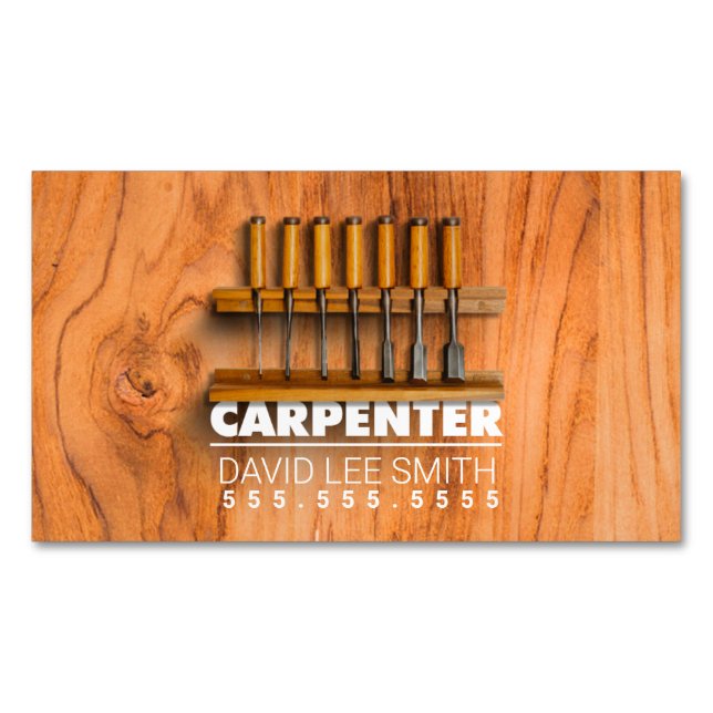 Professional Carpenter tools Magnetic Business Card (Front)
