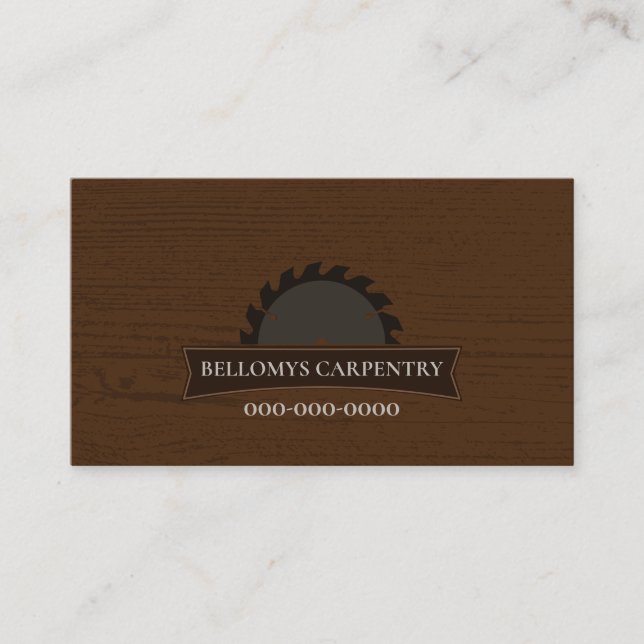 Professional Carpenter Wood Grain Business Card (Front)