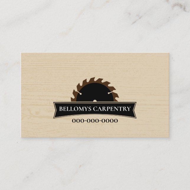 Professional Carpenter Wood Grain Business Card (Front)