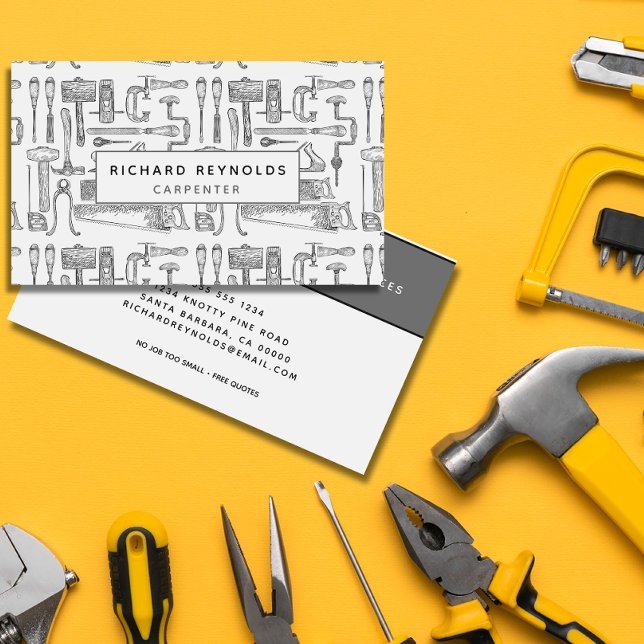 Professional Carpentry Tools Vintage Grey Business Card (Creator Uploaded)