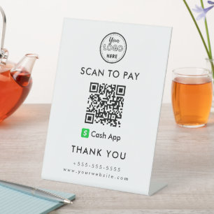 Professional Cash App QR Code Scan to Pay Logo Pedestal Sign