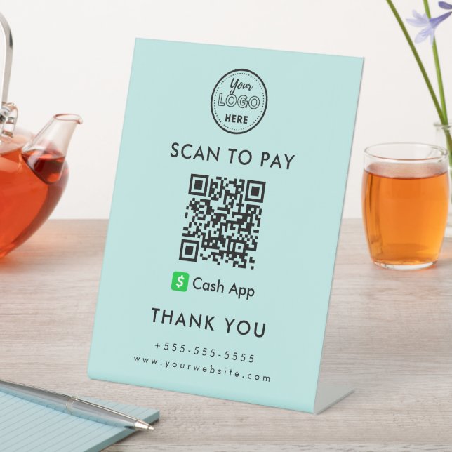 Professional Cash App QR Code Scan to Pay Logo Pedestal Sign (In SItu)