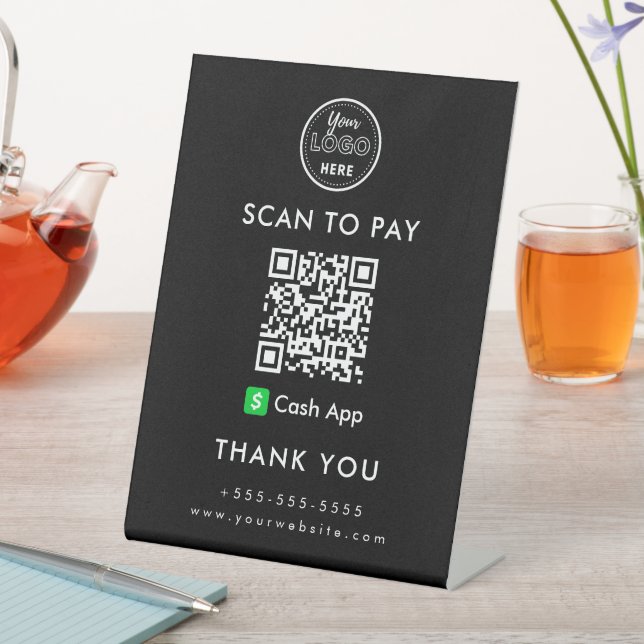 Professional Cash App QR Code Scan to Pay Logo Pedestal Sign (In SItu)