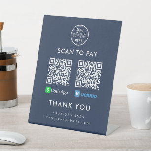 Professional Cash App Venmo QR Code Scan to Pay Pedestal Sign