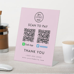Professional Cash App Venmo QR Code Scan to Pay Pedestal Sign