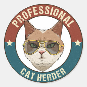 Professional Cat Herder Classic Round Sticker