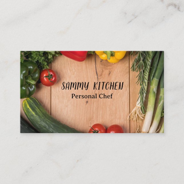 Professional Catering Chef Kitchen Vegetables Business Card (Front)