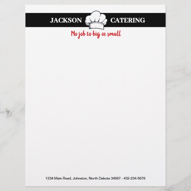 Professional Catering Service Custom Letterhead (Front)