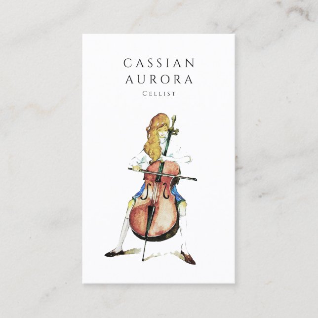 Professional Cellist And Music Teacher Business Card (Front)
