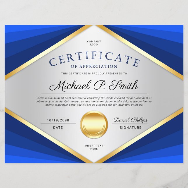 Professional Certificate Award of Appreciation (Front)