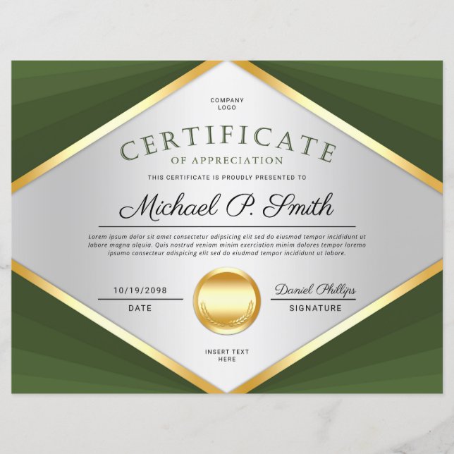 Professional Certificate Award of Appreciation (Front)