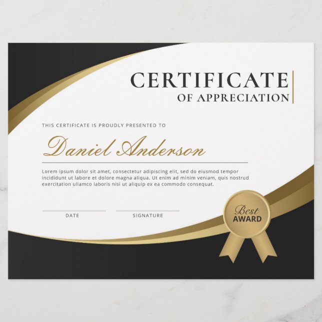 Professional Certificate of Appreciation Award Flyer (Front)