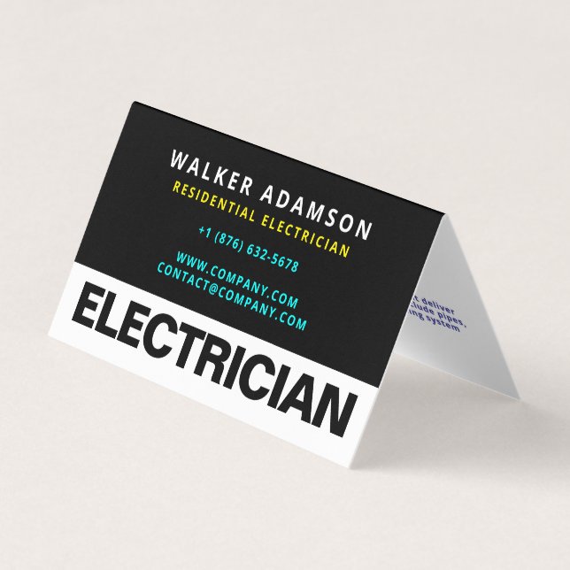 Professional Certified Electrician Folded Business Card (Front)