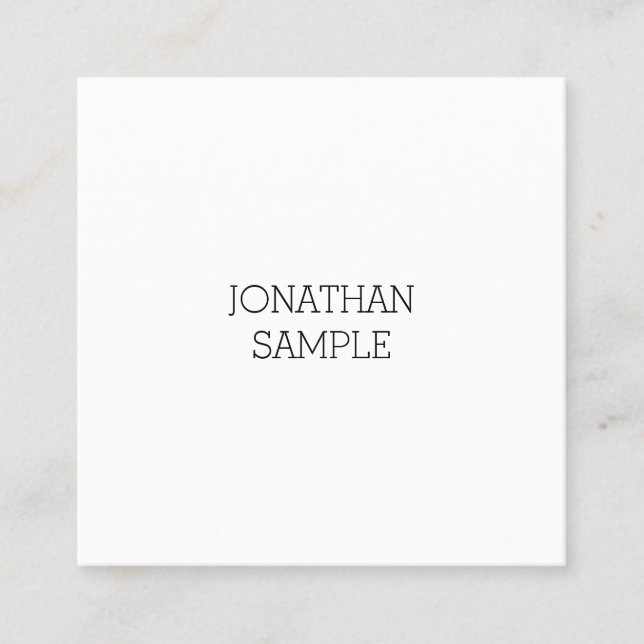 Professional Charming Simple Square Modern Plain Business Card (Front)