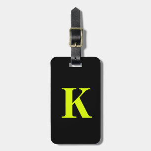 Professional Chartreuse Yellow Neon Black Monogram Luggage Tag