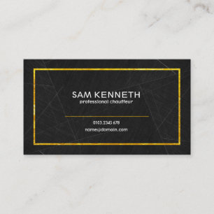 Professional Chauffeur Black Marble Gold Borders Business Card