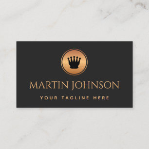 Professional Chess Player Coach Gold & Black Logo Business Card
