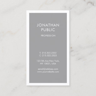 Professional Chic Design Grey White Simple Plain Business Card