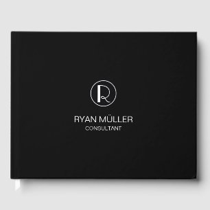 Professional Chic Elegant Plain and Monogram Guest Book
