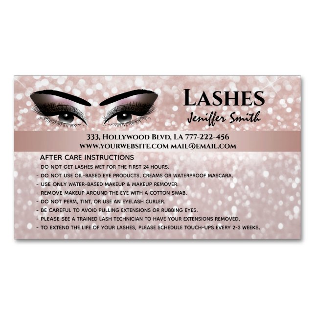 Professional chic glittery lashes after care 	Magnetic business card (Front)
