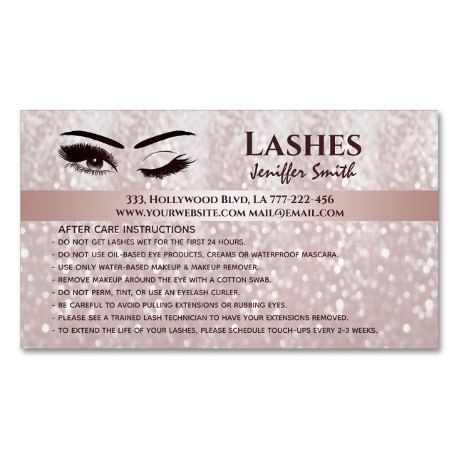 Professional chic glittery lashes after care 	Magnetic business card (Front)