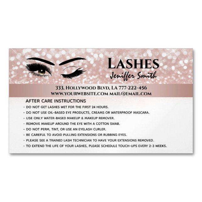 Professional chic glittery lashes after care 	Magnetic business card (Front)