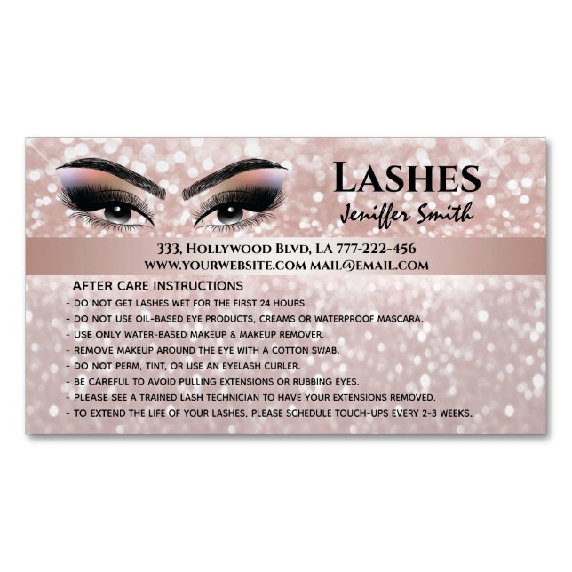 Professional chic glittery lashes after care 	Magnetic business card (Front)